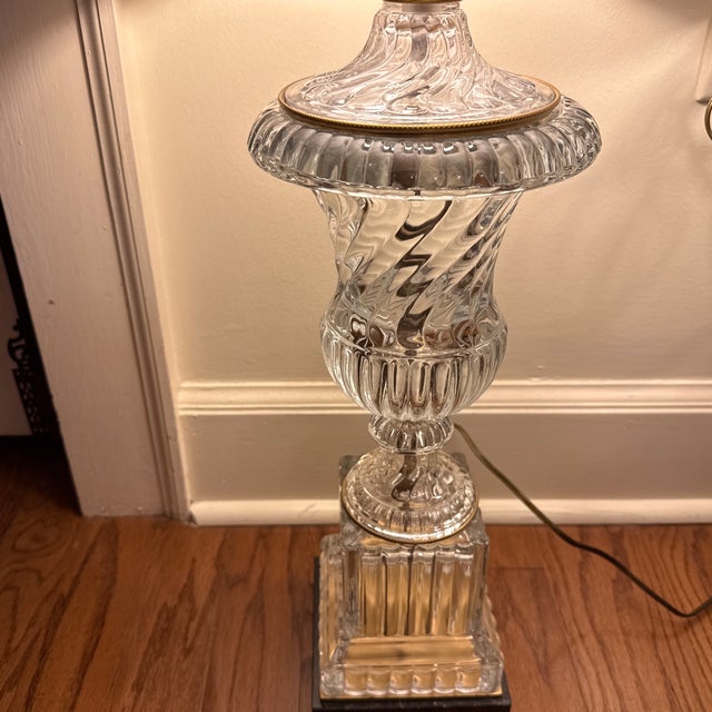 Hollywood Regency Baccarat Style Swirl Crystal Urn Lamps - A Pair For Sale - Image 3 of 10