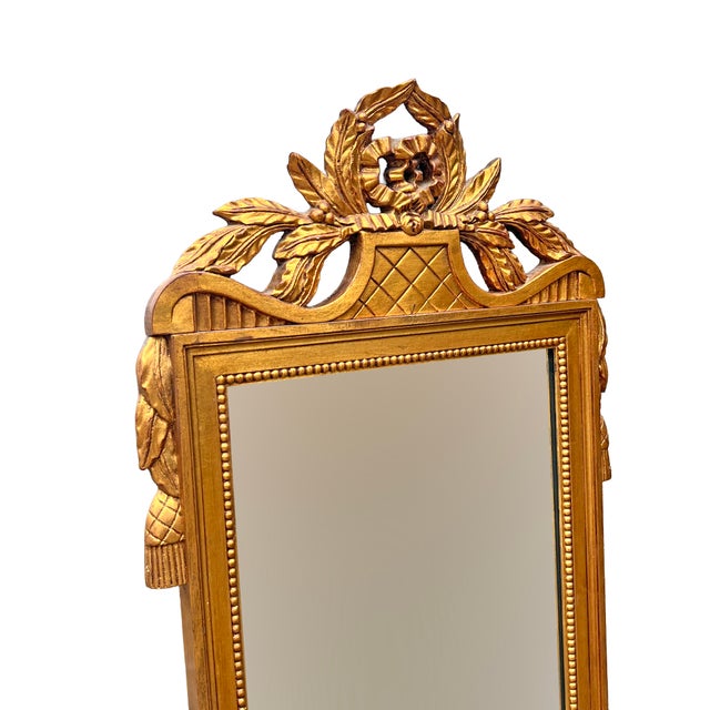 Traditional Vintage Gold Gilt Wood Wall Mirror With Tassels Ornate Made in Italy For Sale - Image 3 of 7