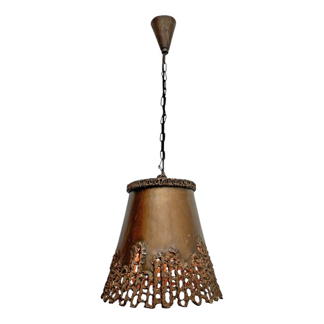 Brutalist Handcrafted Copper Pendant Lamp in Tom Greene, 1960s For Sale