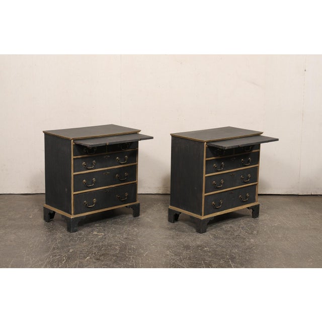 English Pair Black Side Chests, Mid 20th C. For Sale In Atlanta - Image 6 of 14