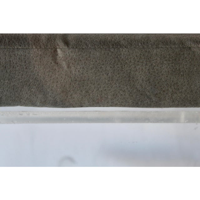 1970s Postmodern Minimalist Lucite Vanity Bench Stool Removable Cushion For Sale - Image 11 of 12