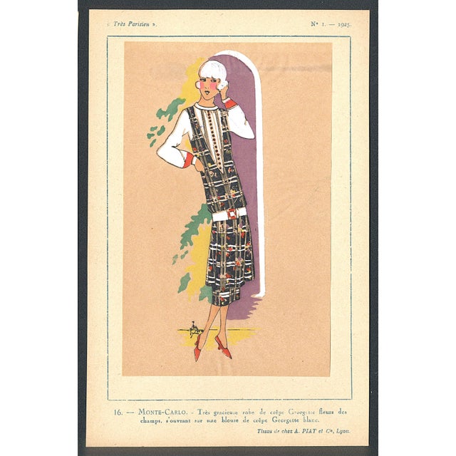 Art Deco 1925 Set of 2-French Art Deco Couture Fashion Pochoirs For Sale - Image 3 of 9