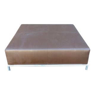 B & B Italia Square Leather Ottoman For Sale