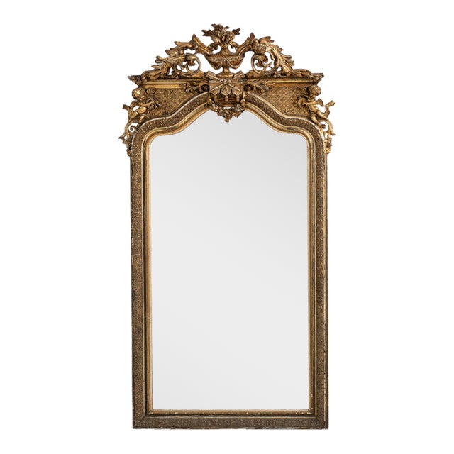 19th Century France Baroque Gold Wood Full-length & Floor Mirrors For Sale