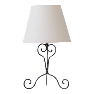 1940s French Painted Iron Scroll Lamp For Sale