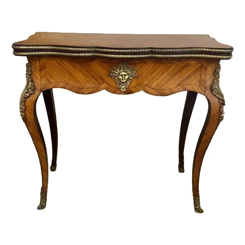 Antique French Kingwood and Cross Banded Card Table, 1860 For Sale