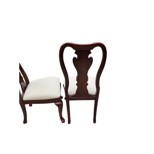 Brown 1990s Pair Thomasville Collectors Cherry Queen Ann Dining Room Side Chairs For Sale - Image 8 of 13