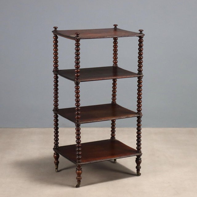 Brown Walnut and Stained Oak Etagere For Sale - Image 8 of 8