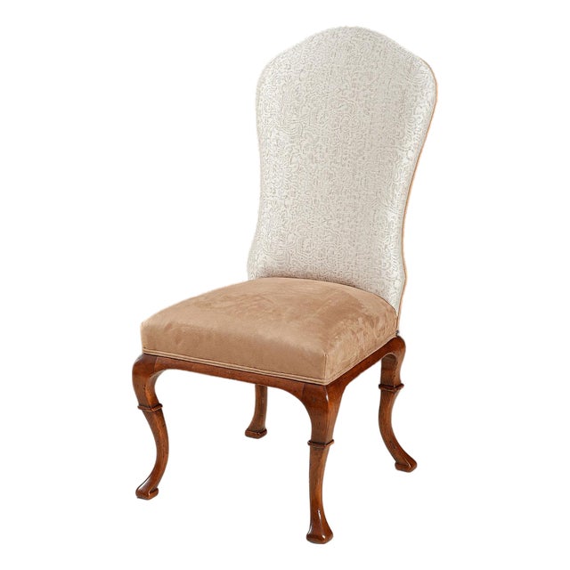 Handcrafted Italian European Cherry Side Chair With Upholstered Seat and Back For Sale