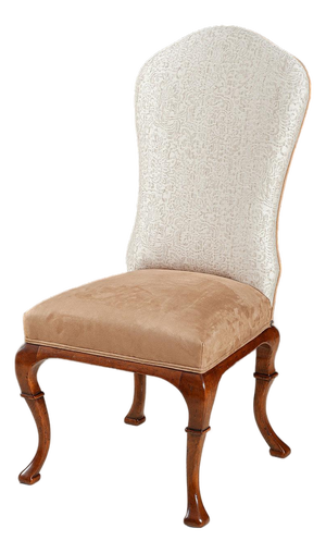 Handcrafted Italian European Cherry Side Chair With Upholstered Seat and Back