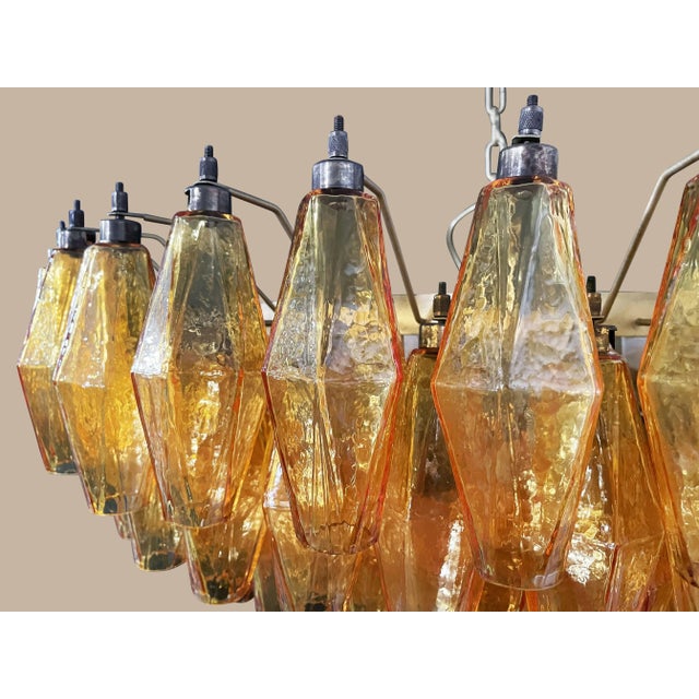 Murano Murano Poliedri Amber Glass Chandelier – 185 Glass - Round Shape For Sale - Image 4 of 4