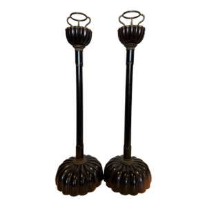 Antique Japanese Alter Candlesticks - a Pair