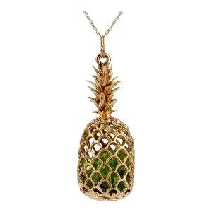 Vintage Na Hoku / Edward Sultan 14k Gold & Emerald Pineapple Charm or Pendant
