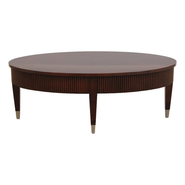 Ethan Allen Avenue Mahogany Oval Coffee Table For Sale