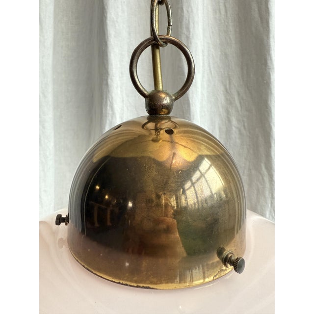 Mid-Century Pink Swirl Murano Glass and Brass Pendant, Italy, 1970s For Sale - Image 11 of 17