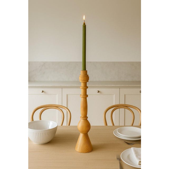 A unique rather large handmade vintage wooden candlestick holder design inspired by Erik Höglund for Boda, Sweden. This is...