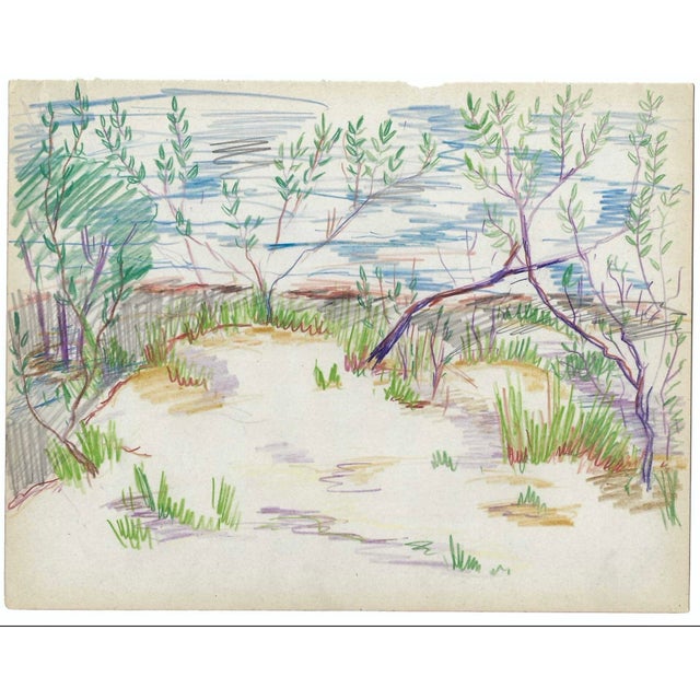 Grace Spongberg (American, 1906-1992) "Tremont" oil pastel on paper, titled and estate stamp on reverse. Grace Spongberg...