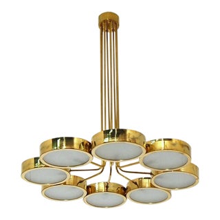 Mid-Century Italian Style Brass Chandelier For Sale