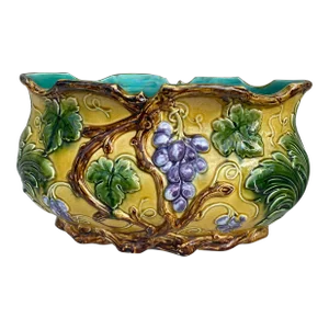French Majolica Grapes Jardinière, Circa 1880