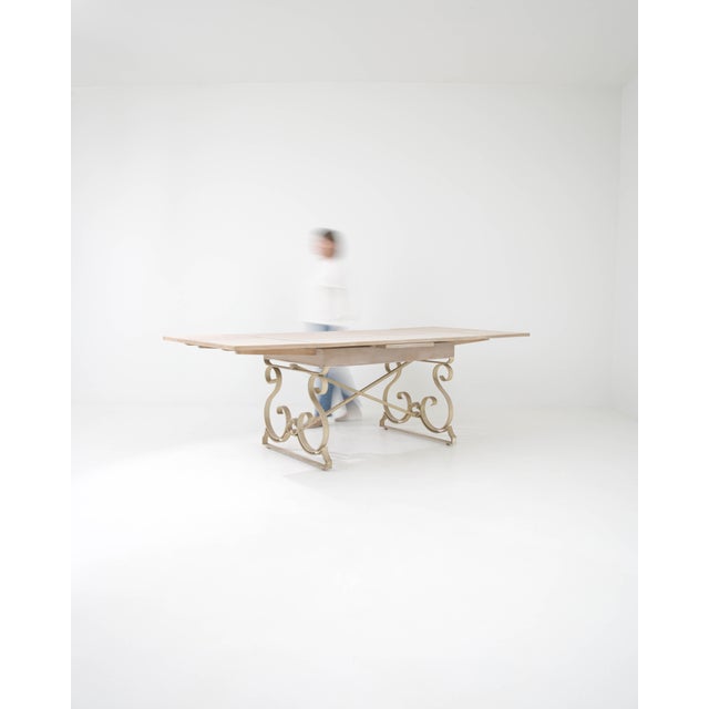French Provincial 20th Century French Metal Folding Table with Wooden Top For Sale - Image 3 of 18