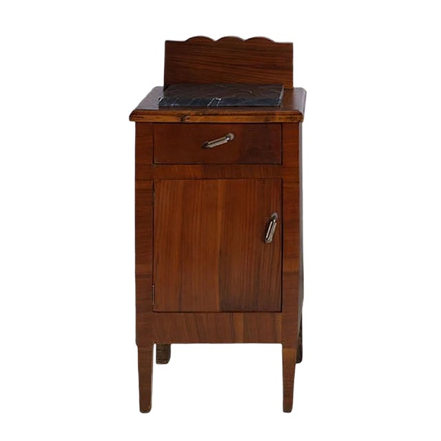 Antique Art Nouveau Italian Solid Walnut Nightstand For Sale