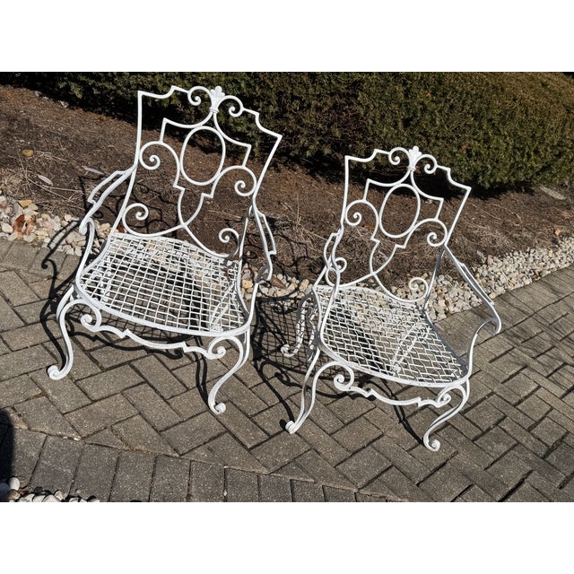 Mid 20th Century Vintage Wrought Iron Provence Scroll Arm Chairs - A Pair For Sale - Image 11 of 11