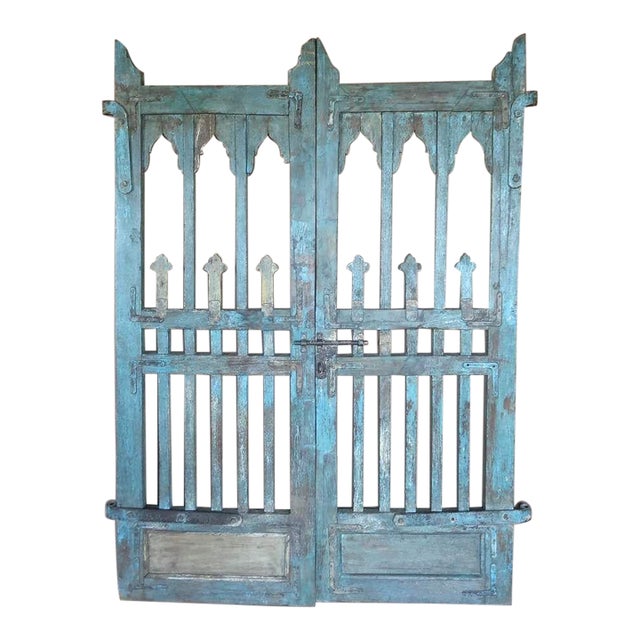Gate Triple Arched With Spires Blue For Sale