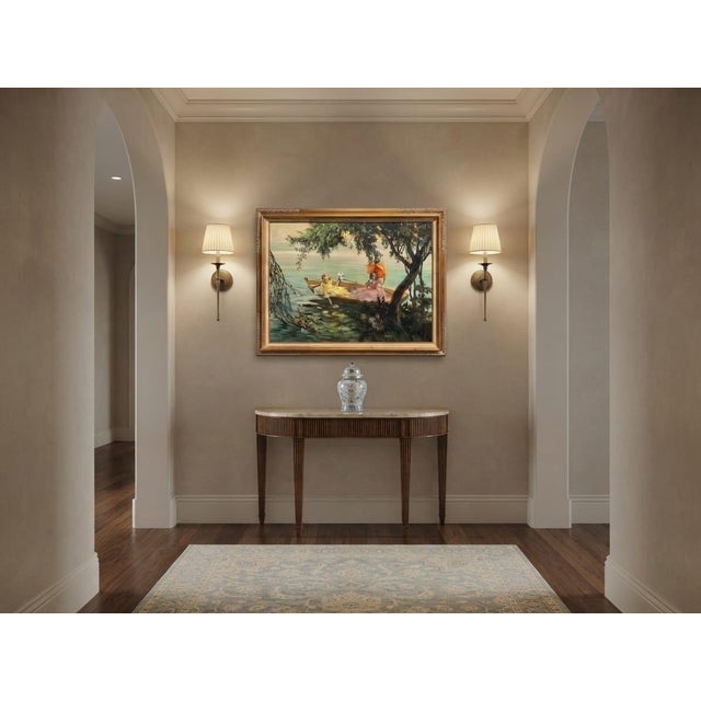 Antique Painting: A Serene Afternoon on the Water For Sale - Image 11 of 12