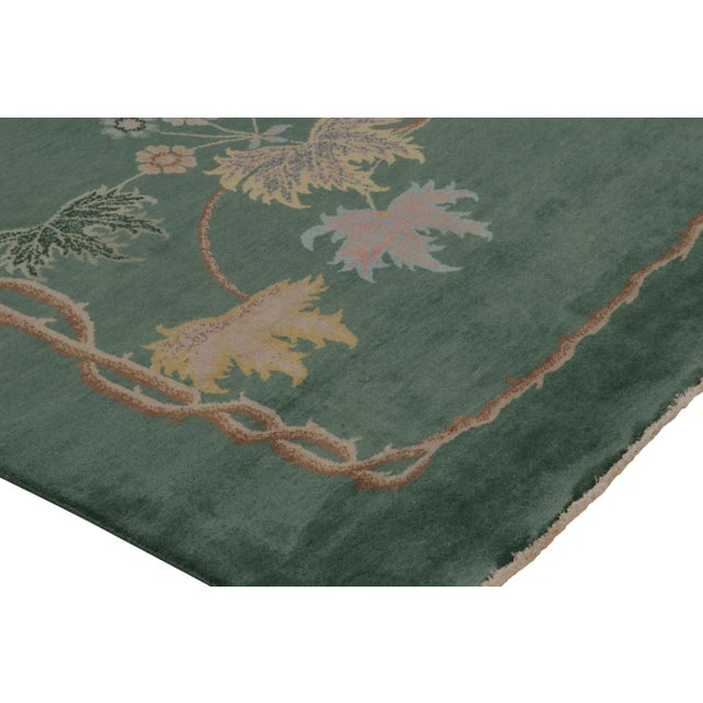 Not Yet Made - Made To Order Rug & Kilim Chinese Style Art Deco Rug in Green with Brown & Blue Floral Patterns - 8'x10' For Sale - Image 5 of 8