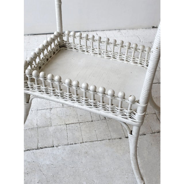 Antique Victorian White Painted Two-Tier Stick + Ball Accent Table With Splayed Legs, Circa Late 19th Century For Sale - Image 14 of 16