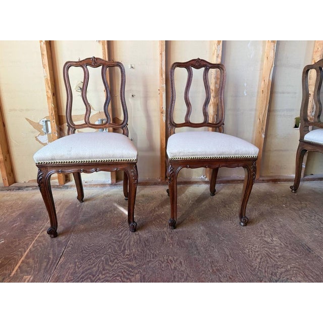 Antique French provincial style Carved Oak Dining Chairs For Sale - Image 14 of 17