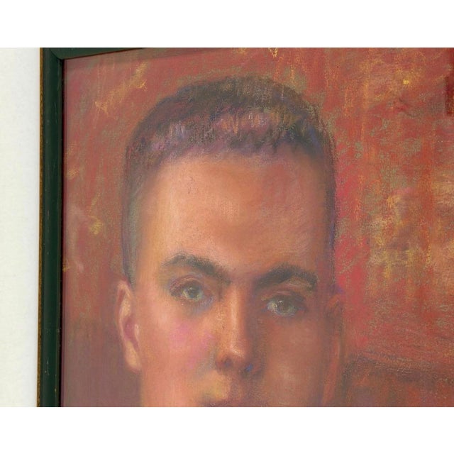 Vintage Mid 20th Century Modern Pastel Drawing Portrait of a Man For Sale In Atlanta - Image 6 of 6