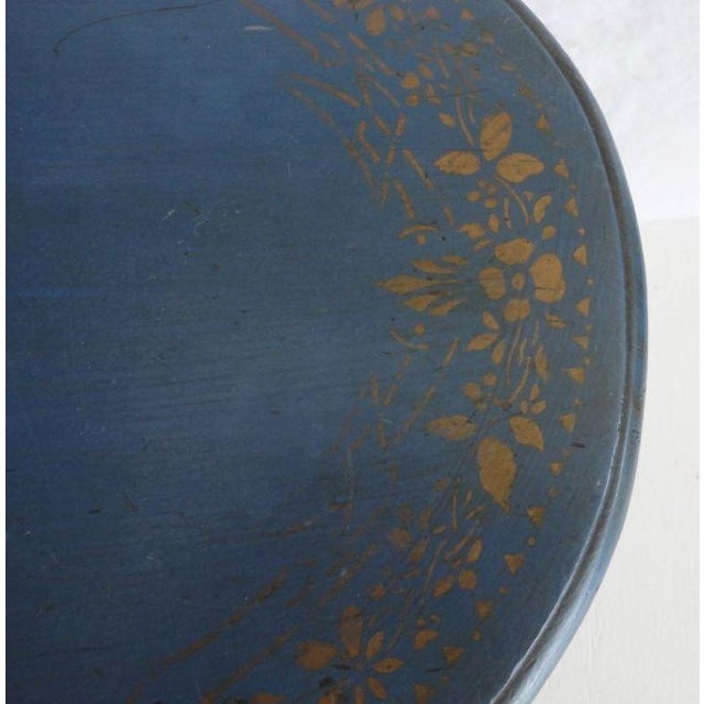 19th Century Original Blue Painted Small Oval Table For Sale In Los Angeles - Image 6 of 7