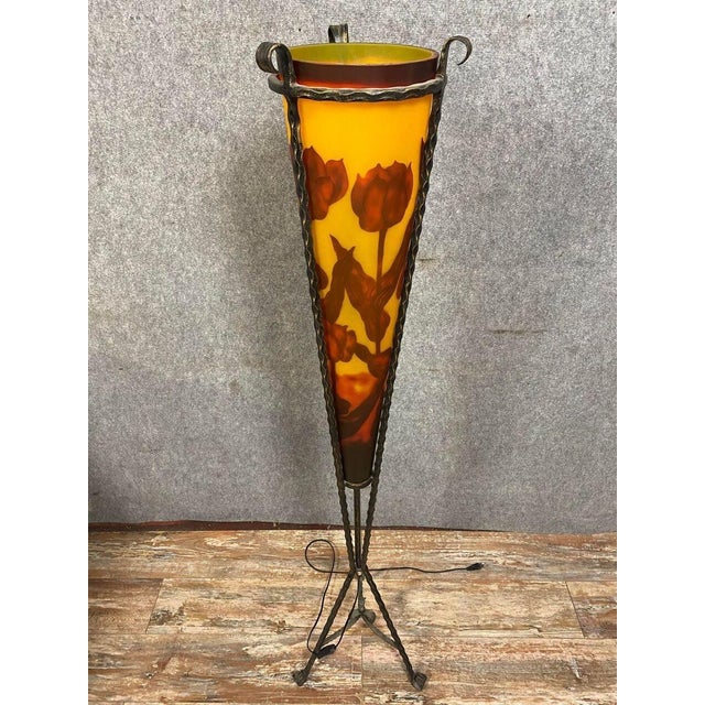 Large Glass Paste Lamp in the style of Majorelle and Muller, 1960s For Sale - Image 3 of 5