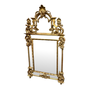 Antique 19th C Regence French Giltwood Mirror With Shell Motif - 1 of 2