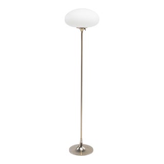 Laurel Lamp Company Newark New Jersey Nickel Chrome Floor Lamp Mushroom Shade For Sale