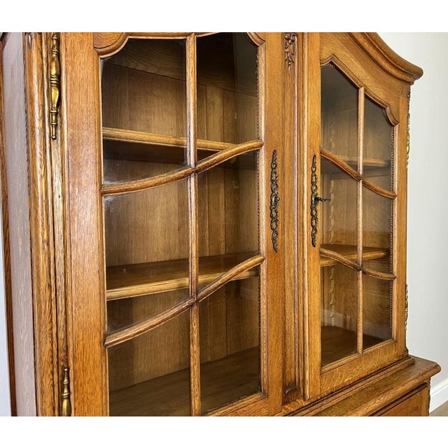 Gold Vintage French Louis XIV Style Oak Display Cabinet For Sale - Image 8 of 16