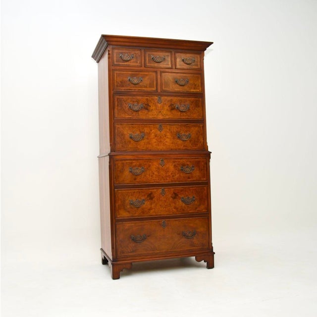 Walnut Chest on Chest of Drawers, 1950s For Sale - Image 11 of 11