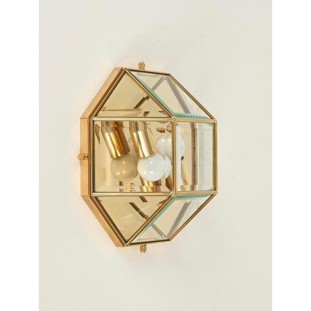 Brass and Beveled Glass Flush Mount Lamps from Fontana Arte, Italy, 1970s, Set of 2 For Sale - Image 9 of 18