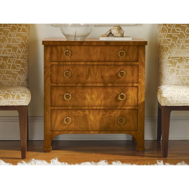 Modern History Home Walnut Biedermeier Four Drawer Chests a Pair