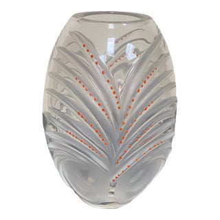 Vintage Lalique “Chamarel” Crystal Vase by Marie-Claude For Sale