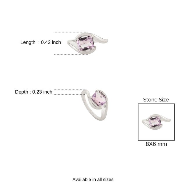 Modern-Inspired 925 Silver Cushion Cut Faceted Amethyst Bypass Ring - Size 6.5 For Sale - Image 9 of 10
