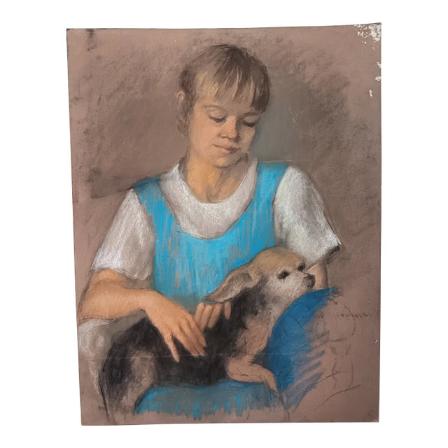 Expressionist Pastel Drawing by Marcia Bouton 1970's For Sale