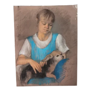 Expressionist Pastel Drawing by Marcia Bouton 1970's