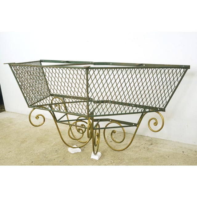 French French 1940s Green & Gold Wrought Iron Console Base For Sale - Image 3 of 9
