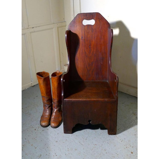 Primitive 19th century American pine Childs Country chair. This a rare piece, made in America a primitive 19th century...