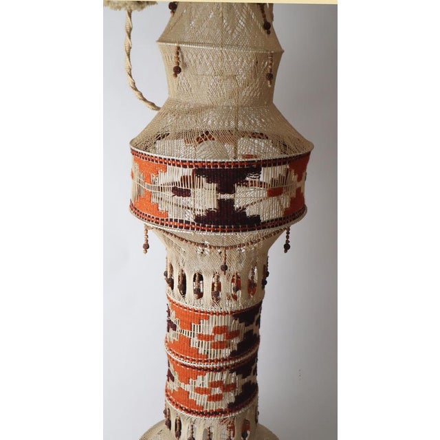 Native American Macrame Boho Staircase Hanging Lamp, 1970s For Sale - Image 15 of 18