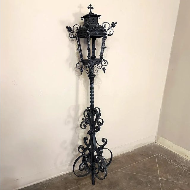 Pair 19th Century French Wrought Iron Garden Lanterns are a testament to the extraordinary talents of a master blacksmith!...