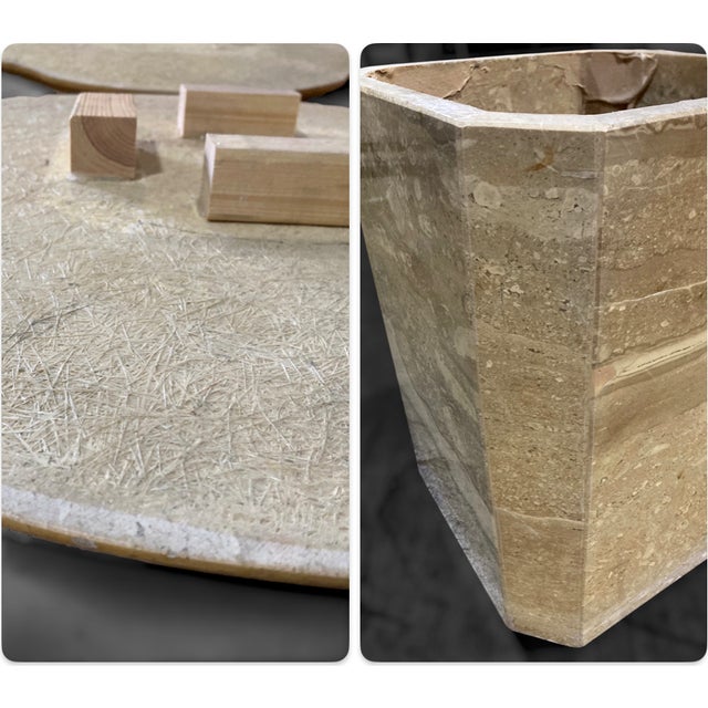 Pair of 1970s Italian Travertine Scalloped Edge Pedestal End Tables For Sale - Image 17 of 18
