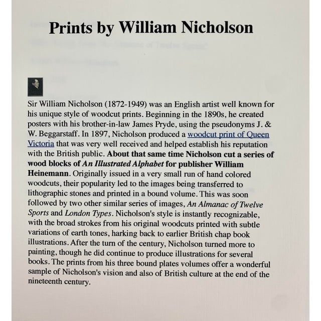 Paper "An Alphabet" by William Nicholson, O for Ostler, First Edition, London, 1898 For Sale - Image 7 of 8